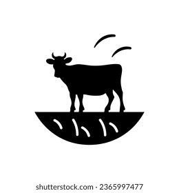 Cows grazing icon isolated on white background