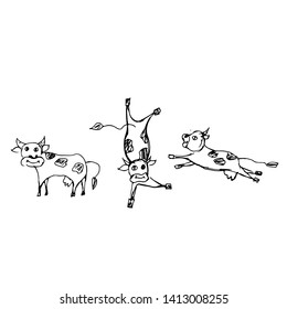 Cows. Hand drawn sketch. Vector illustration.