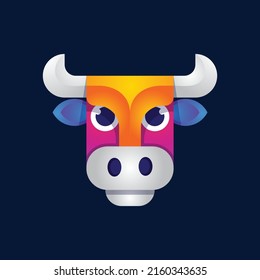 cows head colorful gradient logo vector