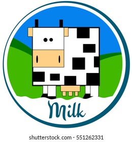 Cows head. Hand drawn in a graphic style