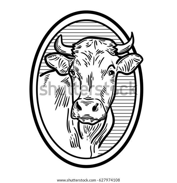 Cows Head Hand Drawn Sketch Graphic Stock Vector Royalty Free 627974108 