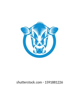 Cow's head logo within the circle