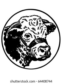 Cow's Head - Retro Clipart Illustration