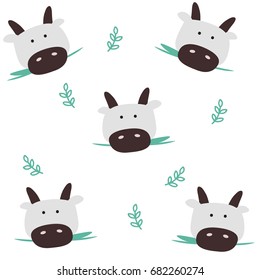 Cows head seamless pattern.
