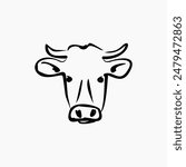 cows head vector design template . cows head drawing . line art cows icon . cow face outline