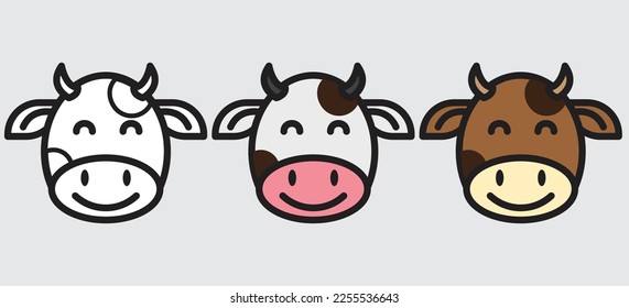 the cows head vector icon logo with different color. EPS 10.