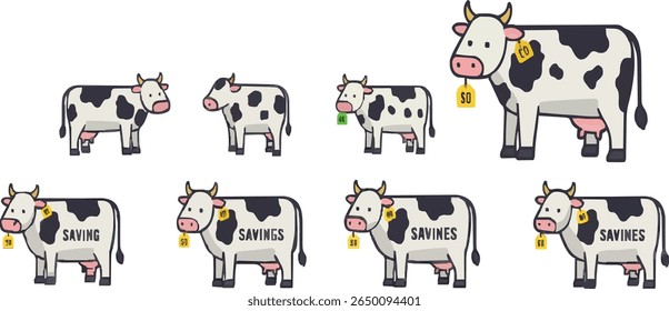 Cows are herbivorous animals belonging to the Bovidae family and are commonly raised by humans for their meat, milk, and labor. They have large bodies, four legs, and horns on their heads. 