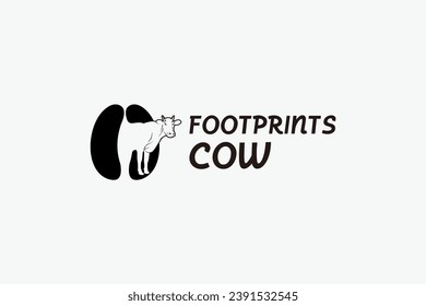 Cow's hoof or cow's footprint logo with vector silhouette