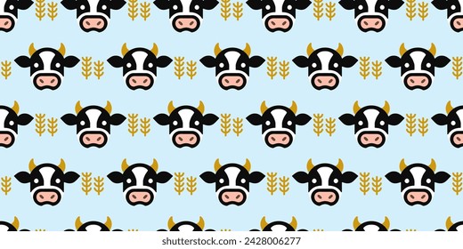 Cows illustration background. Seamless pattern.Vector.