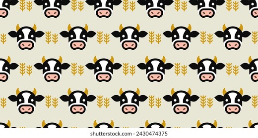 Cows illustration background. Seamless pattern.Vector.