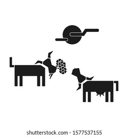 Cows in love. Vector illustration isolated on white background