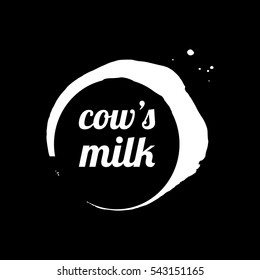 Cow's Milk logo design element. Vector milk blot icon. Abstract ink splash. Hand drawn vector illustration.