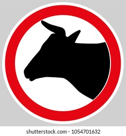 Cows are prohibited, sign.
A circular information sign that does not allow the presence of animals 
of a certain type in a given territory.