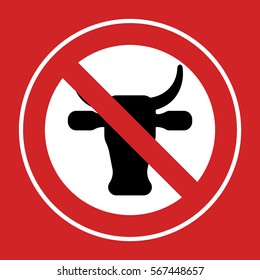 Cows prohibited sign.
Sign regulating the presence and movement in the territory of agricultural animals.