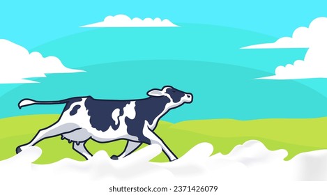 cows running with splashes of fresh milk