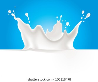 Cows, Sheeps, Goats, Soya, Rice, Oat, Hemp Or Coconut Milk Splash Vector Illustration On Blue Background - Created With Mesh Tool