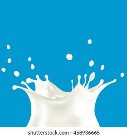 Cows, Sheeps, Goats, Soya, Rice, Oat Or Coconut Milk Splash Vector Illustration On Blue Background - Created With Mesh Tool