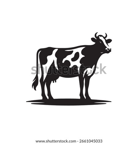 Cows Silhouettes In Different Poses Cow Grazing On Meadow