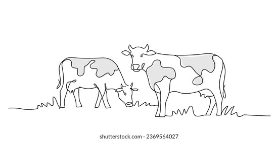 cows sketch line. Mammal animals