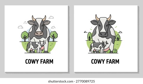 Cows standing on a green farm