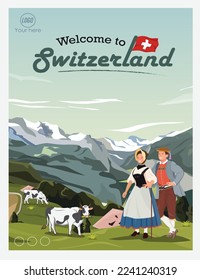 Kühe Schweiz schönes Hintergrundposter