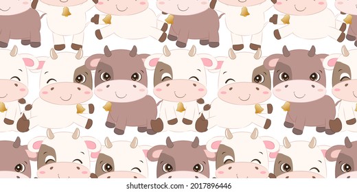 cows texture vector seamless pattern. Great for spring and summer wallpaper, backgrounds, invitations, packaging design projects. 
Surface pattern design.