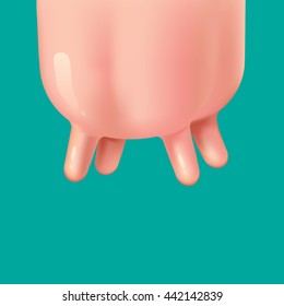 cow's udder on emerald background  