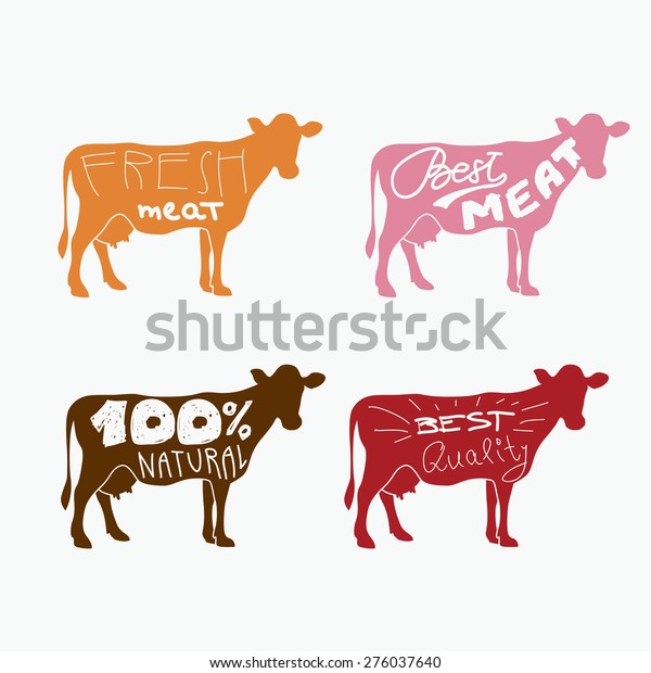 Cows Words On Them Fresh Meat Stock Vector (royalty Free) 276037640