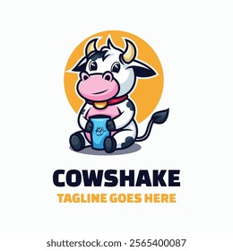 Cowshake Simple Mascot Logo Template