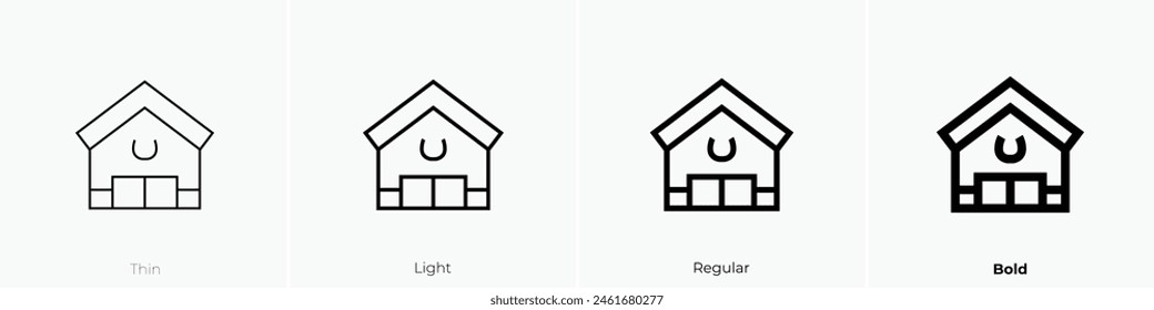 cowshed icon. Thin, Light Regular And Bold style design isolated on white background