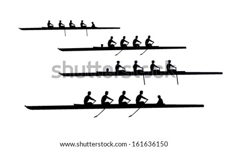 Coxed Rowing Fours Silhouettes Stock Vector (Royalty Free) 161636150 ...