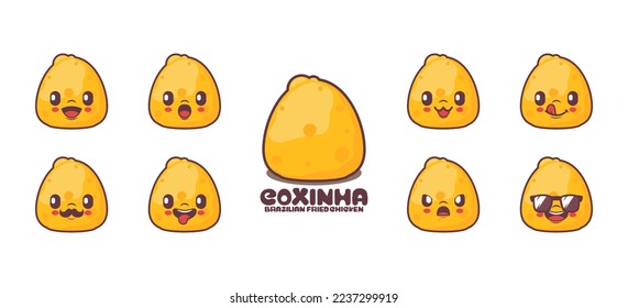 Coxinha cartoon. Brazilian food vector illustration. icon, expression.