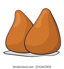 Coxinha Tradujo Masa Rellena De Pollo. Snack brasileño. Vector de comida rápida. Brasil Comida tradicional. Ilustración dibujada a mano.