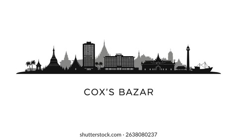 Coxs Bazar Bangladesh with Cityscape Silhouette, and Skyline.