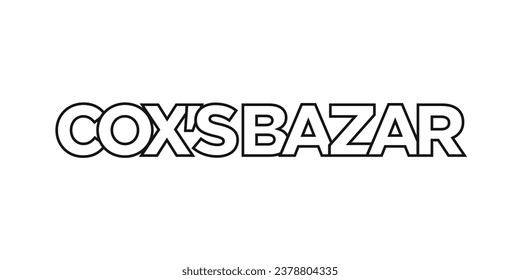 Coxs Bazar in the Bangladesh emblem for print and web. Design features geometric style, vector illustration with bold typography in modern font. Graphic slogan lettering isolated on white background.