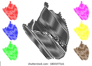 Coxs Bazar City (Peoples Republic of Bangladesh, Dhaka Division) map vector illustration, scribble sketch City of Cox's Bazar map