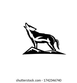 Coyote Animal Black Design Graphic  Silhoutte Logo Vector Illustration