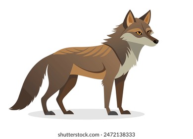 Ilustración vectorial plana de animal coyote sobre fondo blanco.