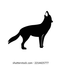 Coyote Animal Howling Wolf Icon | Black Vector Illustration |