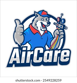 DISEÑO DE MASCOTA DE HVAC DE DIBUJOS ANIMADOS DE COYOTE