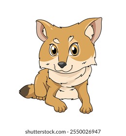 Ilustración de dibujos animados de Coyote. animal salvaje aislado. Colección de dibujos animados de animales. Personaje de dibujos animados de Coyote