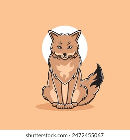 Coyote clipart. Flat vector illustration.