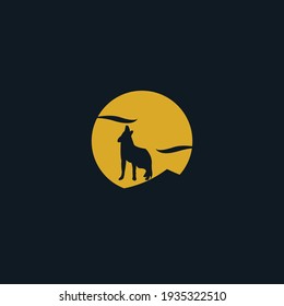 coyote or fox animal with sport syle logo design vector icon illustration inspiration in night moon