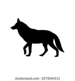 Coyote graphic icon. Coyote black silhouette isolated on white background. Vector illustration