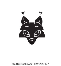 Coyote head black vector concept icon. Coyote head flat illustration, sign
