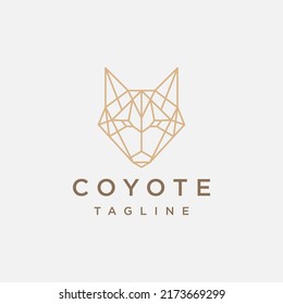 Coyote head geometric logo vector icon design template
