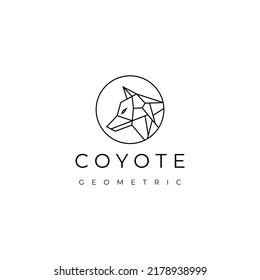 Coyote head geometric logo vector icon design template