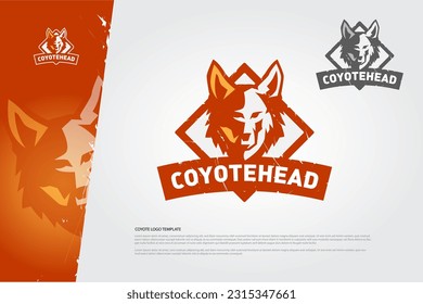 Ilustración del logotipo del vector de cabeza Coyote. Plantilla de logotipo de Coyote profesional.