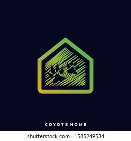 Coyote Home Illustration Vector Template. Suitable for Creative Industry, Multimedia, entertainment, Educations, Shop, and any related business.