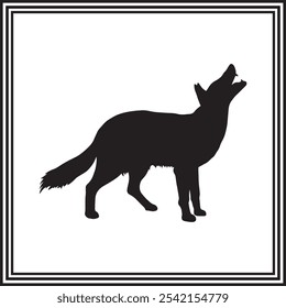 Coyote icon isolated vector, silhouette of wild animal.

